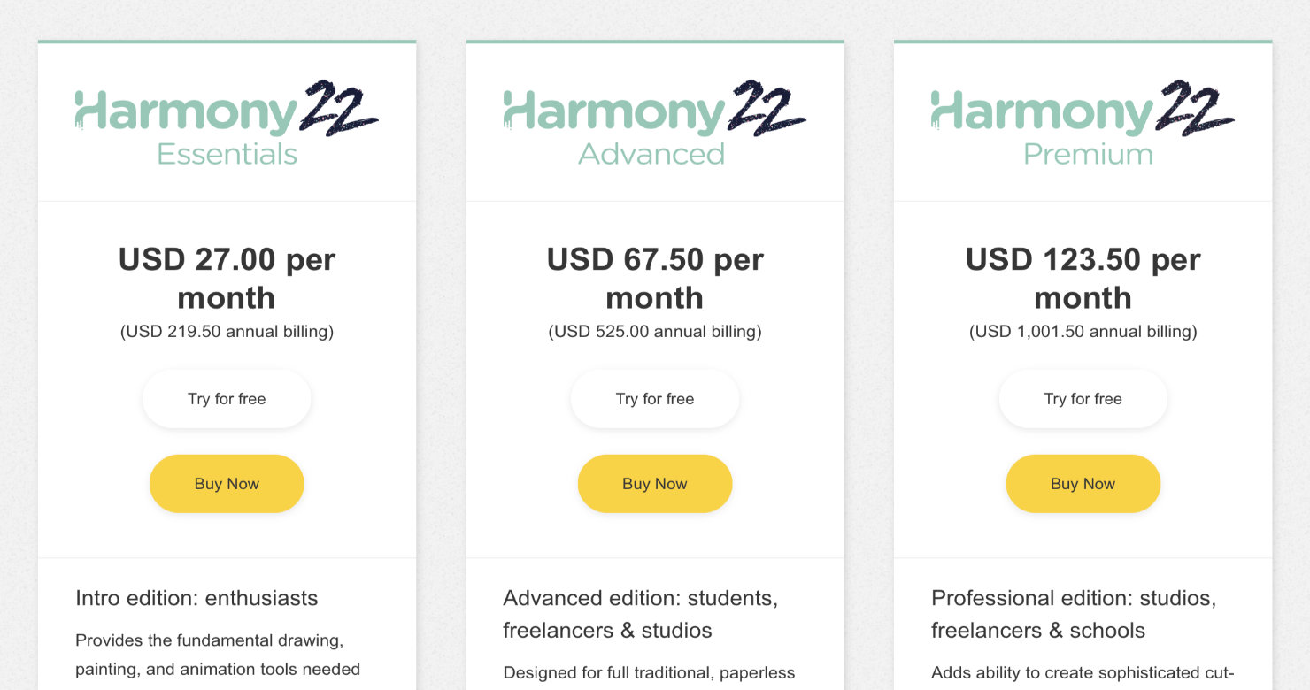 Harmony 22 pricing per month